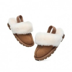 UGG Suzie Chaussons slingback enfant en laine de mouton Châtaigne