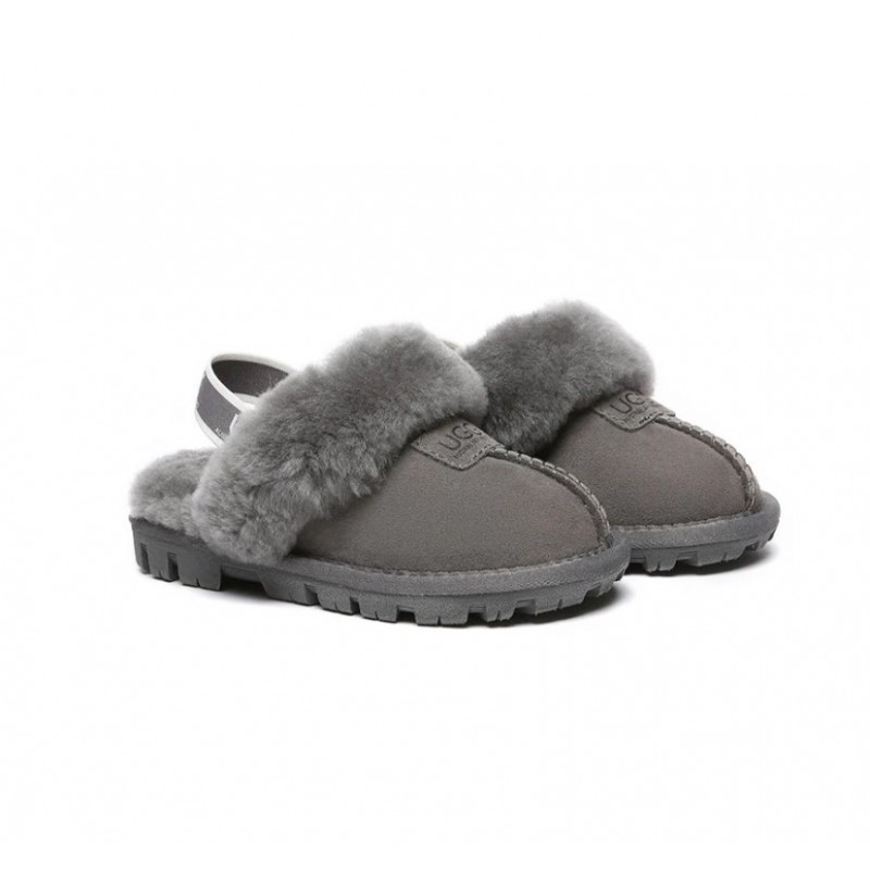 UGG Suzie Chaussons slingback enfant en laine de mouton Gris