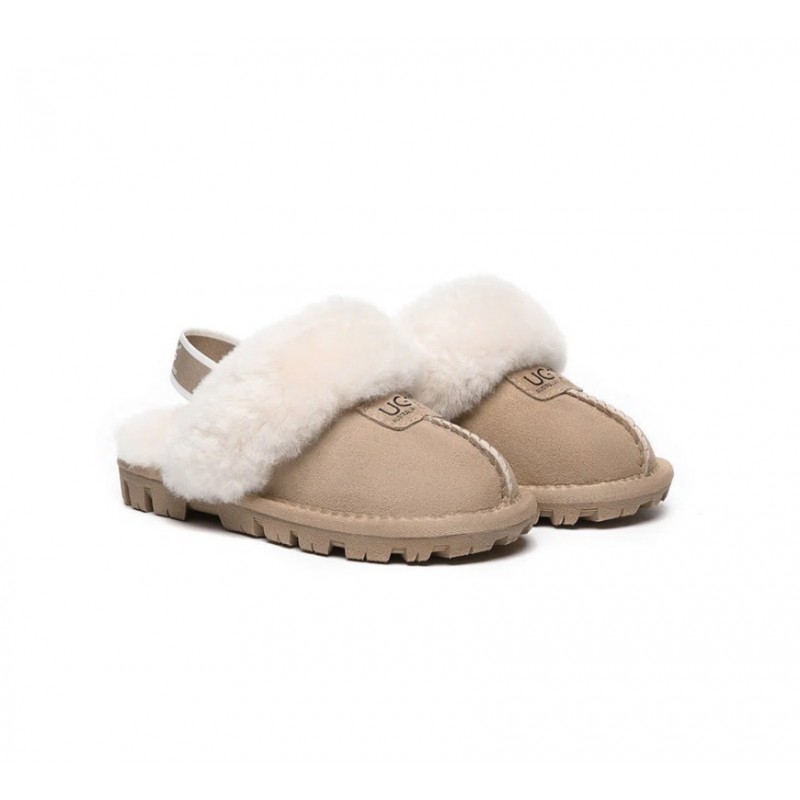 UGG Suzie Chaussons slingback enfant en laine de mouton Sable