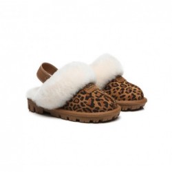 UGG Suzie Chaussons slingback enfant en laine de mouton Léopard