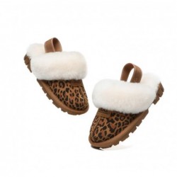 UGG Suzie Chaussons slingback enfant en laine de mouton Léopard