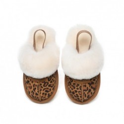 UGG Suzie Chaussons slingback enfant en laine de mouton Léopard