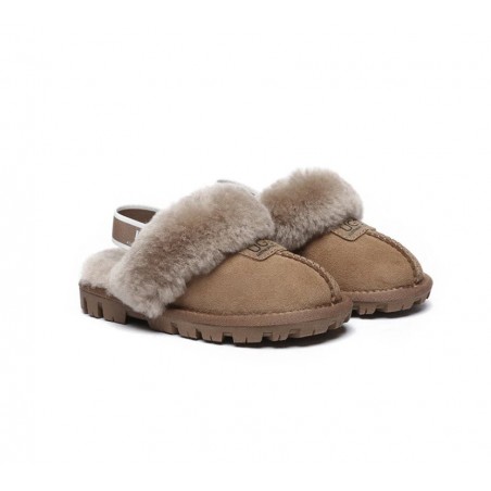 UGG Suzie Chaussons slingback enfant en laine de mouton Noisette