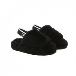 UGG Claquettes à bride arrière pour enfants Puffy Noir