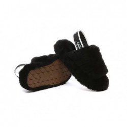 UGG Claquettes à bride arrière pour enfants Puffy Noir