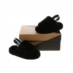 UGG Claquettes à bride arrière pour enfants Puffy Noir