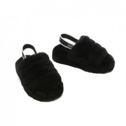 UGG Claquettes à bride arrière pour enfants Puffy Noir