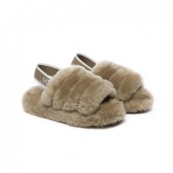 UGG Claquettes à bride arrière pour enfants Puffy Marron