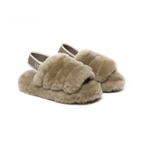 UGG Claquettes à bride arrière pour enfants Puffy Marron