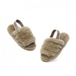 UGG Claquettes à bride arrière pour enfants Puffy Marron