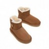 UGG Bottes pour enfants en laine de mouton avec mini bouton ，Noir