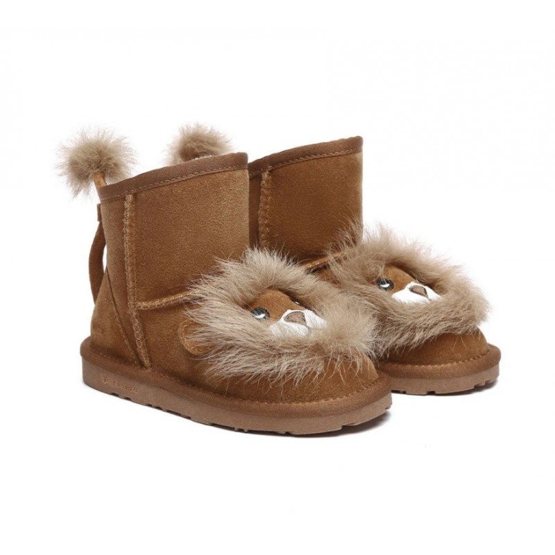 UGG Bottes en peau de mouton pour enfants, joli lion de dessin animé