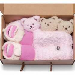 Coffret cadeau de chaussons pour bébé UGG avec bonnet et écharpe en peau de mouton