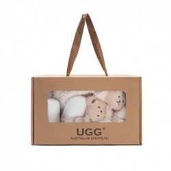 UGG bébé Coffret cadeau de chaussons pour avec bonnet et écharpe en peau de mouton