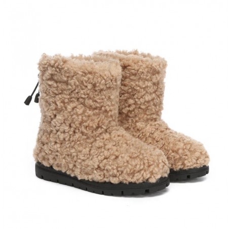 UGG Bottes pour enfants,peluche en laine,haut à cordon Marron