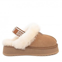 UGG Premium Platform Fluffy Éraflure Pantoufles —Brun