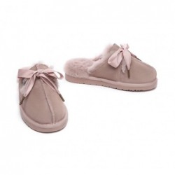 UGG Femme Chaussons en peau lainée avec nœud réglable Rose aube