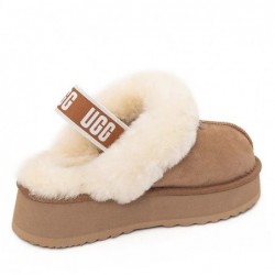 UGG Premium Platform Fluffy Éraflure Pantoufles —Brun