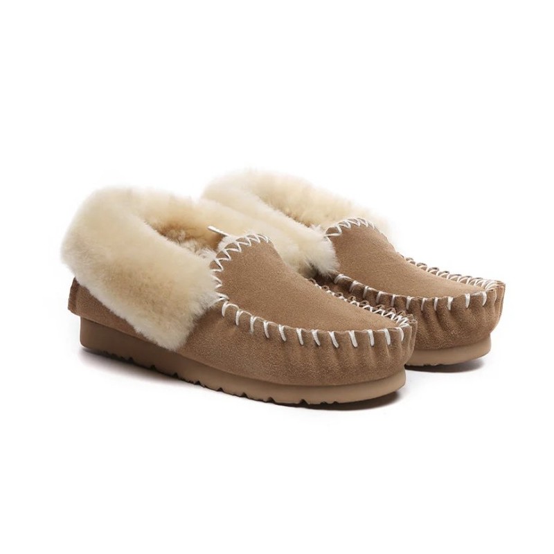 UGG Mocassins,bottines en laine de mouton,Châtaigne