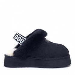 UGG Premium Platform Fluffy Éraflure Pantoufles —Noir