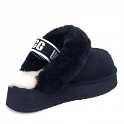 UGG Premium Platform Fluffy Éraflure Pantoufles —Noir