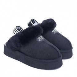 UGG Premium Platform Fluffy Éraflure Pantoufles —Noir