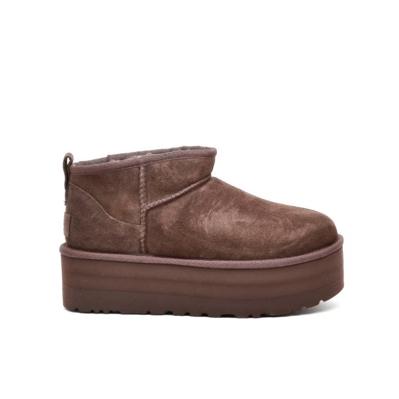 UGG Bottine Plateforme en Daim Marron