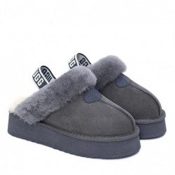 UGG Premium Platform Fluffy Éraflure Pantoufles —Gris