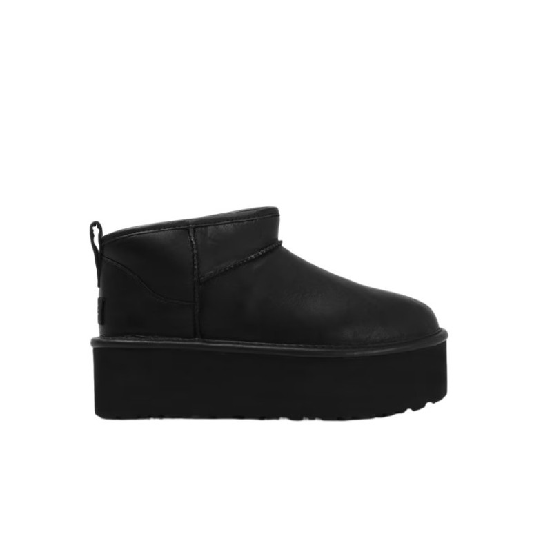 UGG Botte Mini Plateforme en Cuir Noir