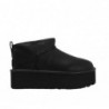 UGG Botte Mini Plateforme en Cuir Noir