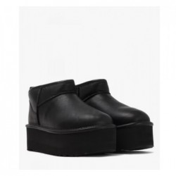 UGG Botte Mini Plateforme en Cuir Noir