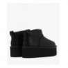 UGG Botte Mini Plateforme en Cuir Noir