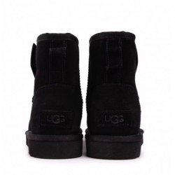 UGG Bottes Noires en Cuir et Daim avec Fermeture Éclair