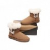 UGG pour femmes en peau de mouton et laine avec fermeture à bascule en corne Mini Tiara,Châtaigne