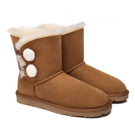 Bottes UGG pour femmes en peau de mouton et laine à deux boutons Mini Espina