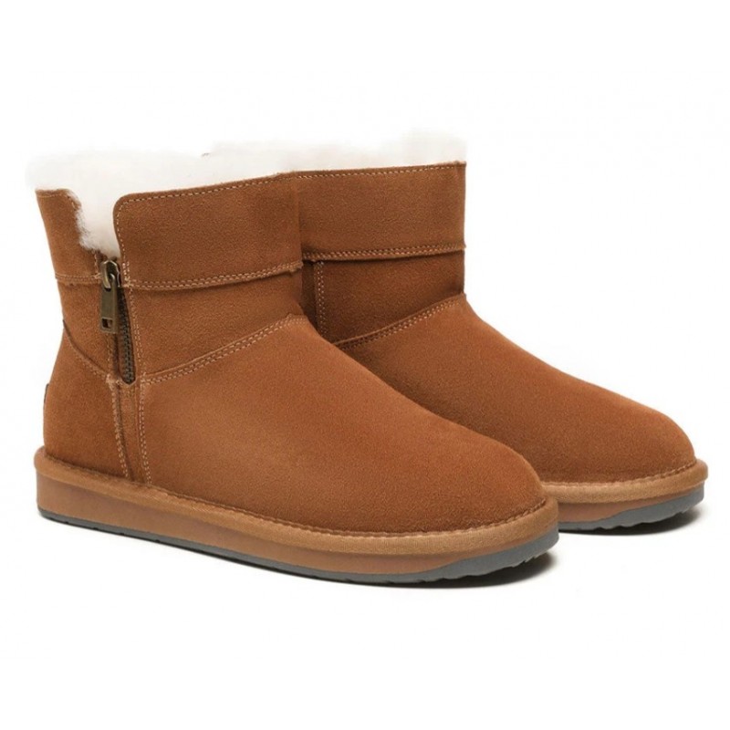 Bottes UGG pour femmes en peau de mouton et laine avec fermeture éclair et cheville Malena