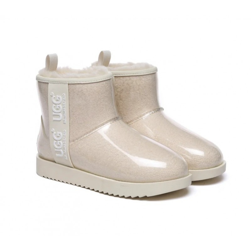 UGG pour femmes,imperméables et transparentes,en peau de mouton,classiques,Crème/Lait