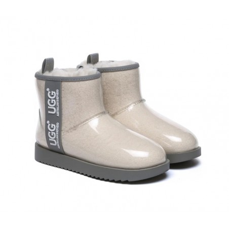 UGG pour femmes,imperméables et transparentes,en peau de mouton,classiques,Crème/Gris