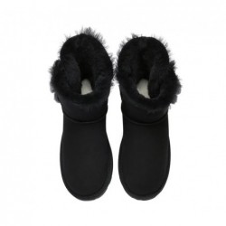 UGG pour femmes en peau de mouton et laine à deux boutons Mini Espina,Noir