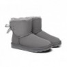 UGG pour femmes en peau de mouton double face et laine avec mini nœud arrière,Gris