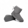 UGG pour femmes en peau de mouton double face et laine avec mini nœud arrière,Gris