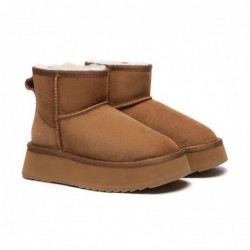 UGG en peau de mouton et laine - Plateforme - Fond épais - Mini classique,Châtaigne