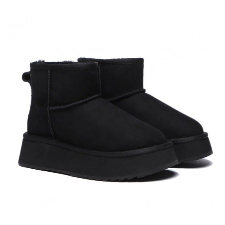 UGG en peau de mouton et laine - Plateforme - Fond épais - Mini classique,Noir