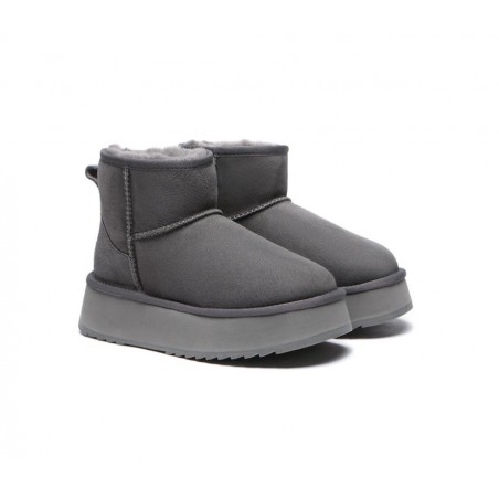 UGG en peau de mouton et laine - Plateforme - Fond épais - Mini classique,Gris