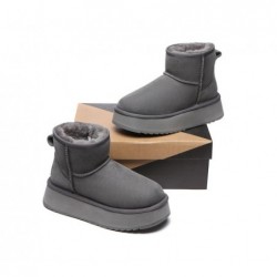 UGG en peau de mouton et laine - Plateforme - Fond épais - Mini classique,Gris