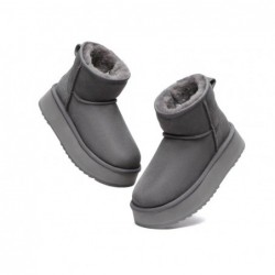 UGG en peau de mouton et laine - Plateforme - Fond épais - Mini classique,Gris