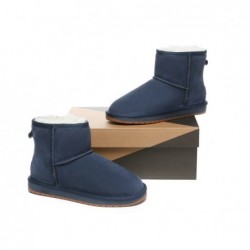 Bottes UGG en peau de mouton,laine,mini classique,daim,Bleu marine