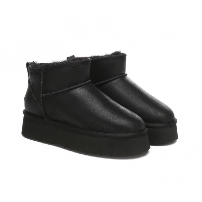 Bottes UGG EVERAU® pour femmes en peau de mouton et laine à plateforme Romi,Noir