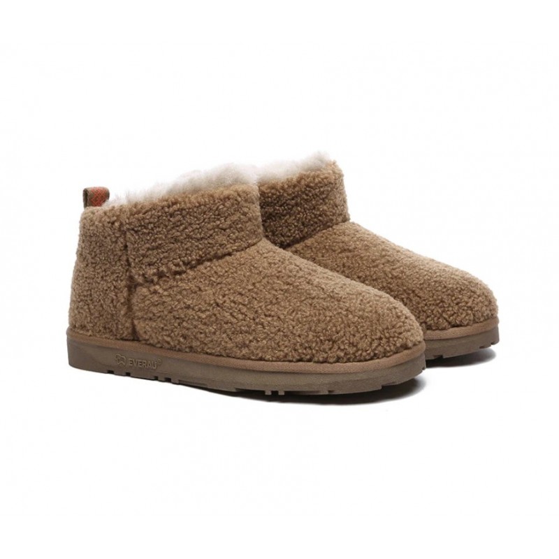 Bottes EVERAU® UGG en peau de mouton et laine pelucheuse à la cheville,Brun