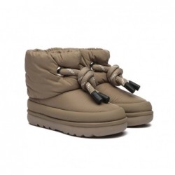 UGG pour femmes en peau de mouton et laine imperméables avec cordon de serrage,Châtaigne